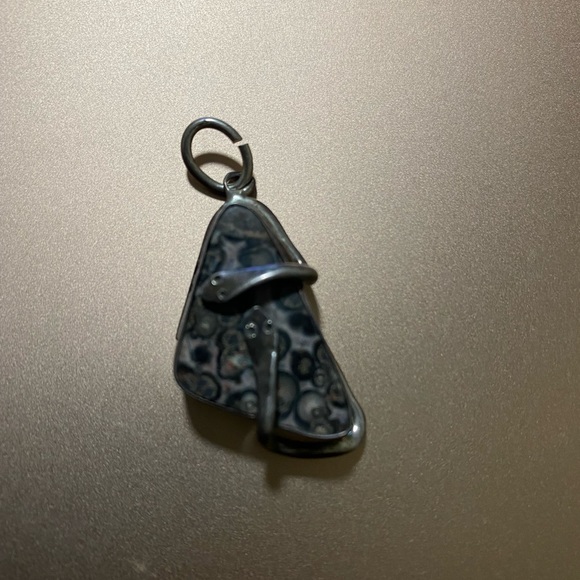 Solid Silver Gemstone with Snake Wrap Sterling Charm/Pendant 7.1g - Picture 7 of 8